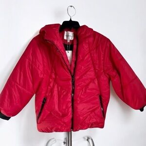 Urban Republic Red Hooded Puffer Coat Zip Up Fleece Lined Girls Size L (14/16)